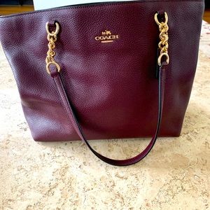Coach leather zip top tote